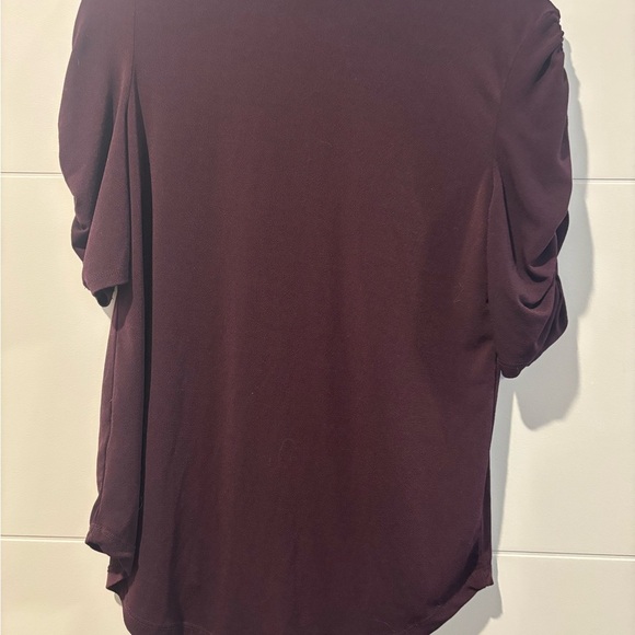 Sweet Rain Red and Purple Embellished Ruched Blouse - Picture 4 of 5